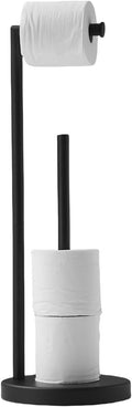 Bathroom Toilet Paper Roll Holder Stand with Reserve, Black Painting