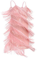IDOPIP Kids Girls 1920s Flapper Dress Tassels Sequins Fringe Latin Dance Dress Gatsby Halloween Party Ballroom Dance Costumes