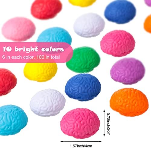 Skylety 100 Pcs Brain Balls Bulk Halloween Funny Toy Mini, 10 Colors