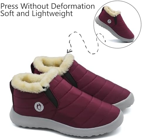 Winter Boots for Women Lightweight Comfortable Plush Waterproof Stylish Solid Color Ladies Ankle Shoes
