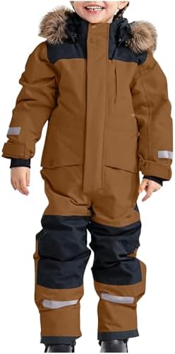 YRAETENM Snow Suit for Kids Boys Girls One Piece Snowsuit Girls and Boys Waterproof Insulated Winter Jumpsuit Coveralls