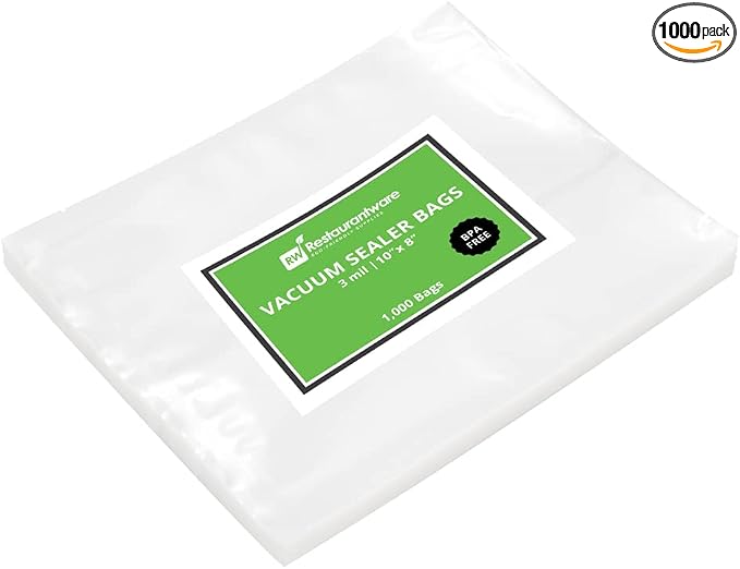 Fresh Hero 10 x 8 Inch Sous Vide Pouches, 1000 Cooking Pouches - 3 mil Thick, Microwavable, Clear Plastic Chamber Vacuum Pouches, Freezable, For Storing Food - Restaurantware