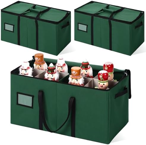 Soaoo 3 Pcs Christmas Nutcracker Storage Boxes,Green