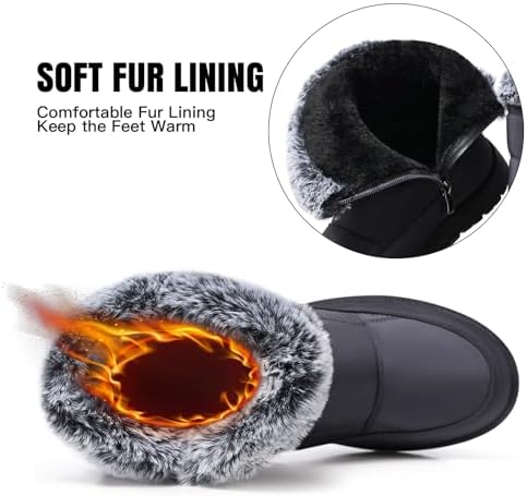 SHIBEVER Women's Winter Snow Boots: Waterproof Fur-Lined Ankle Booties