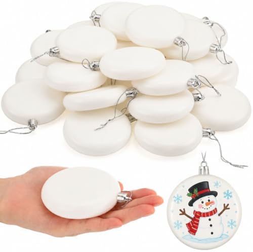 Zubebe 24 Pcs 4 Inch Christmas Blank White Ball Ornaments