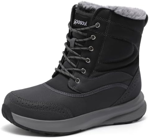 Spesoul Snow Boots for Men Winter Boots Warm Wide Waterproof Lightweight