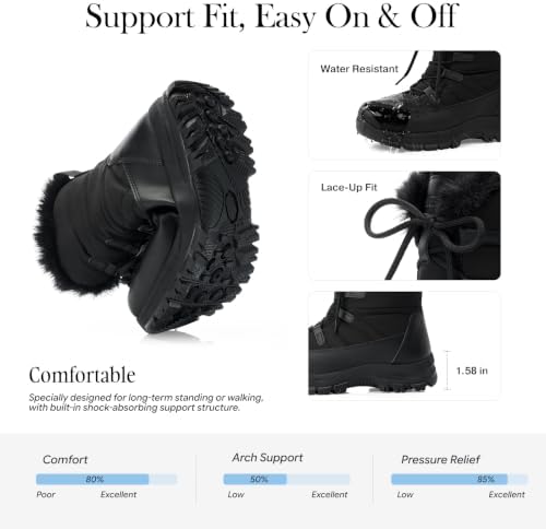 TEMOFON Womens Snow Boots Winter: Water Resistant Fur Lined Outdoor Booties