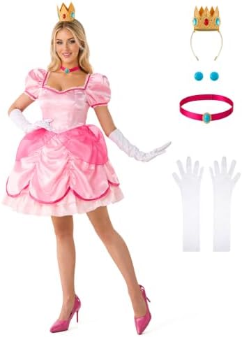 Spooktacular Creations Adult Halloween Fairy Princess Pink Dress Short Gown with accessories for Theme Parties