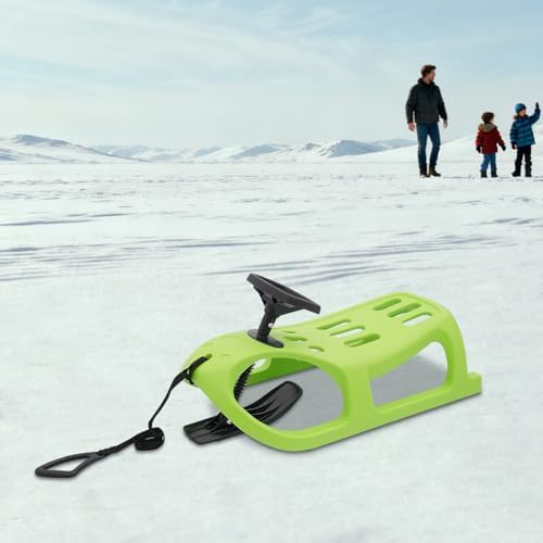 Snow Sled for Kids, Winter Snow Sled, Single Rider Winter Sleigh Ski Sled Slider Board Toboggan for Toddlers & Kids, Winter Fun for Little Ones（Green）