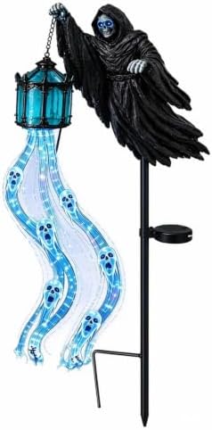 Halloween Soul Harvester Animated Solar Powered Garden Light,Halloween Ghost Yard Light, Solar Witch and Glowing Soul Stake, for Lawns, Gardens, Porches, Walkways and Seasonal Outdoor Displays (B2pc)
