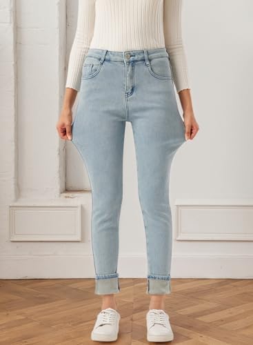 Yehopere Women's Winter Fleece Lined Jeans Slim Fit Warm Skinny High Waist Denim Jean