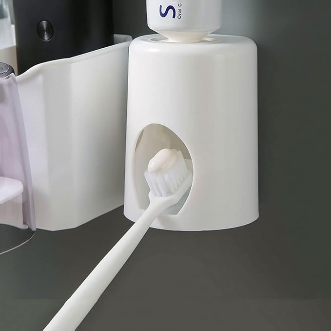 Toothbrush Rack Wall Mount Toothbrush Holder for Shaver Holder Storage Rack Bathroom Accessory Rack with Toothpaste Squeezer Kit Bathroom Toothbrush Holder