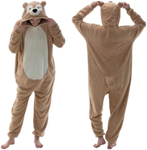 Snug Fit Unisex Adult Onesie Pajamas, Flannel Cosplay Animal One Piece Halloween Costume Sleepwear Homewear