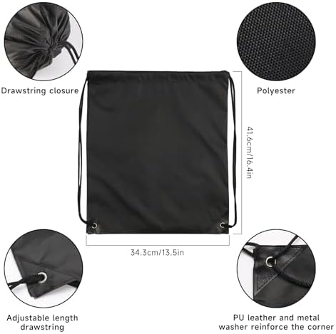 Kuhome 6Pcs Black Drawstring Backpacks Bulk String Bag Cinch Sack Pack Storage Knapsack Polyester Gift Bags Sports Drawstring Bags for Trip Party Gym Bags