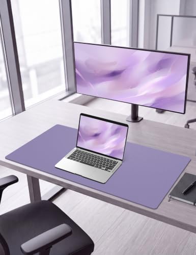 Leather Desk Mat 36" x 17", Lavender PU Leather Desk Pad Protector