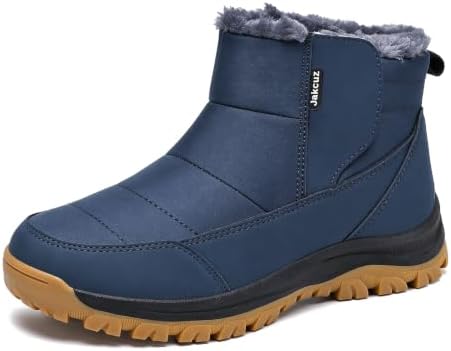 Jakcuz Plus Size Men's Water Resistant Winter Snow Boots with Warm Faux Fur