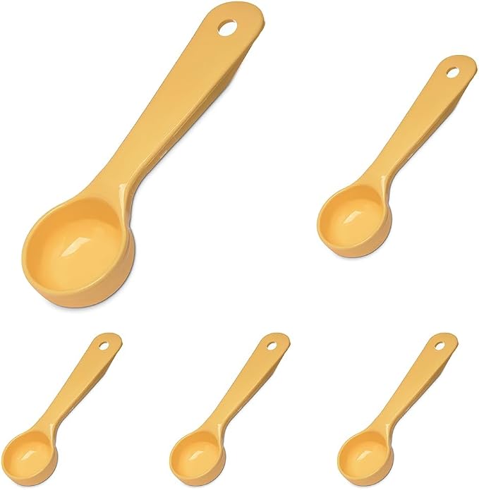 Carlisle FoodService Products Measure Miser Solid Measuring Spoon with Short Handle, 1 Ounce, Yellow (Pack of 5)