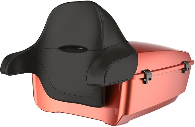 Advanblack Motorcycle King Tour Trunk Pack Luggage +Wrap-Around Backrest Pad for '97-'24 Harley Touring/Softail
