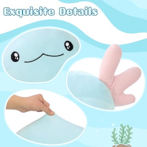 Tezituor 48 inch Blue Axolotl Stuffed Animal Large Plush Body Pillow for Adults Girls 6-12 Valentines Gifts, Glow-in-Dark Plush Toy 4ft Long Stuffed Salamander Halloween Christmas