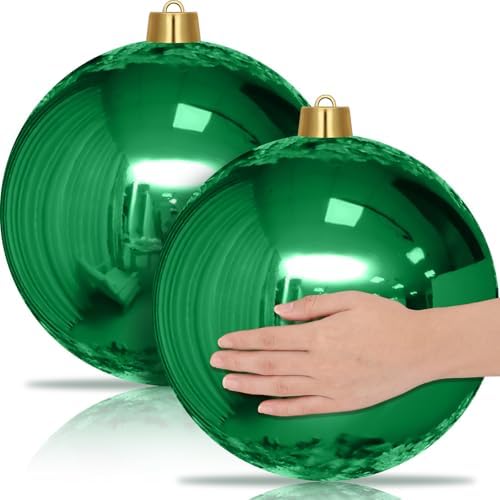 Jerify 2 Pcs 12" Large Christmas Ball Ornaments,Green