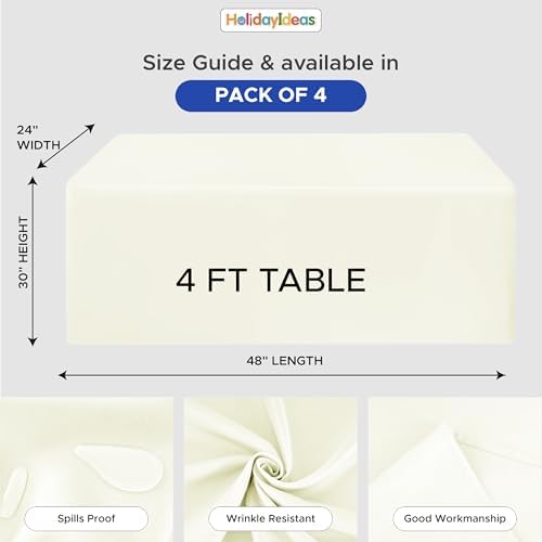 HolidayIdeas 4-Pack 4ft Beige Rectangle Craft Shows Fitted Tablecloth