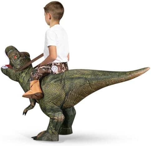 Spooktacular Creations Inflatable Dinosaur Costume Kids, T.rex Blow Up Costumes, Digital Printing Ride-On Dinosaur for Party