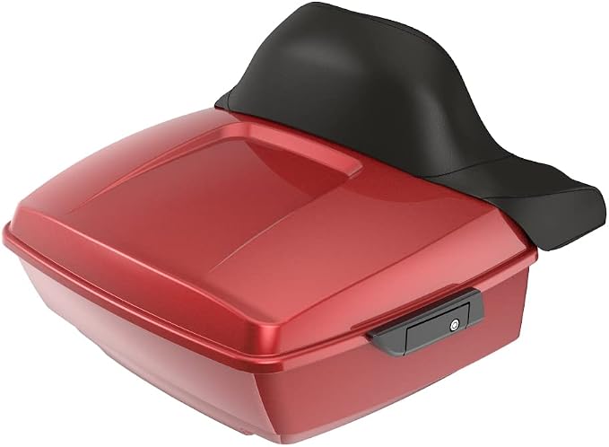 Advanblack Road Glide Tour Trunk Pack Ember Red Sunglo King Tour Trunk Pack Luggage +Wrap-Around Backrest Pad for '97-'25 Harley Touring Road King Street Glide Electra Glide CVO models