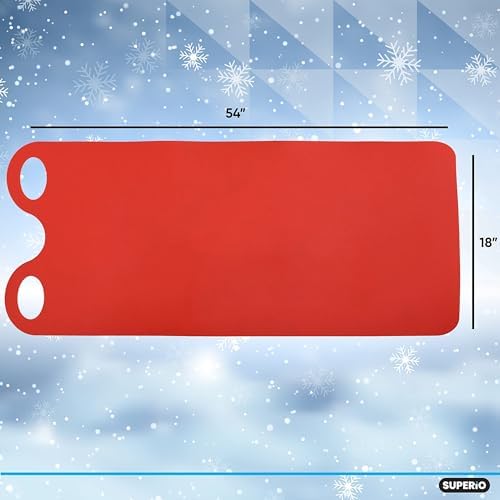 Superio Snow Slider Mat, Flexible Snow Sled Flying Carpet, Roll up Sleds for Kids and Adults 54" Lightweight Portable Plastic Snowboard Sled (Red), 6 Pack