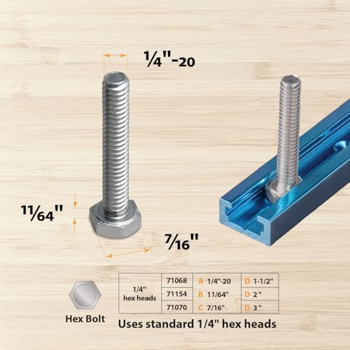 POWERTEC 71119-P4 36 Inch Double-Cut Profile Universal T-Track with Predrilled Mounting Holes, 8 Pack, Aluminum T Track for Woodworking Jigs and Fixtures, Drill Press Table, Router Table, Workbench