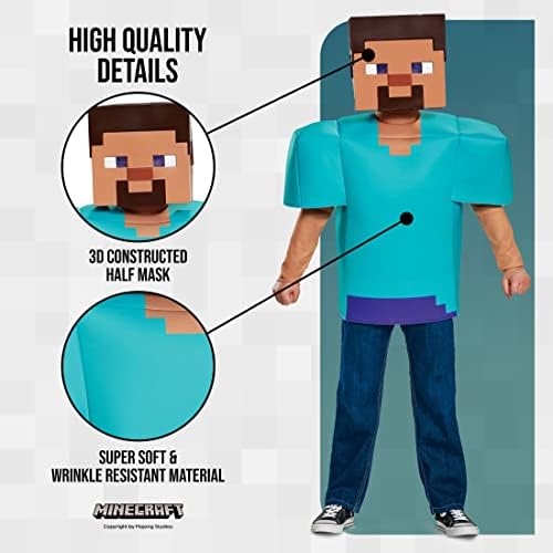 Disguise Minecraft Steve Classic Costume, Officially Licensed Minecraft Costume for Boys
