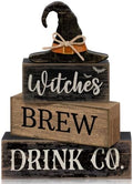 Lineshading 4 Pcs Halloween Witch Wood Block Signs, Tiered Tray Decor