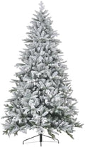 HOMCOM 8ft Snow Flocked Artificial Christmas Tree Hinged Xmas Tree Green