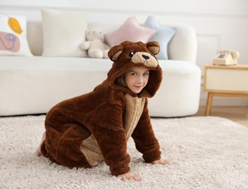 Animal Onesie Pajamas for Kids, Soft Flannel Halloween Cosplay Costume for Boys Girls