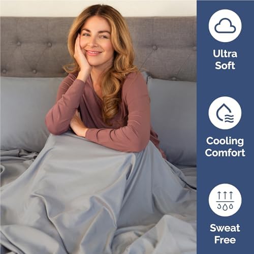Full Size 4 Piece Sheet Set - Breathable & Cooling Sheets - Steel Blue