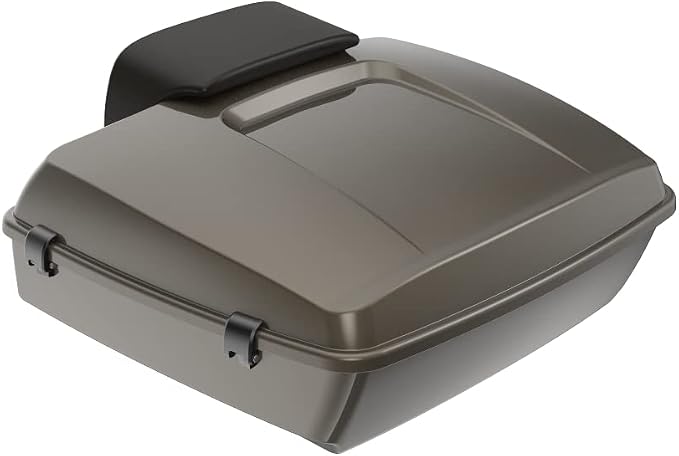 Advanblack Road Glide Tour Trunk Pack River Rock Gray Chopped Tour Trunk Pack Backrest Pad for '97-'25 Harley Touring Road King Street Glide Electra Glide CVO models