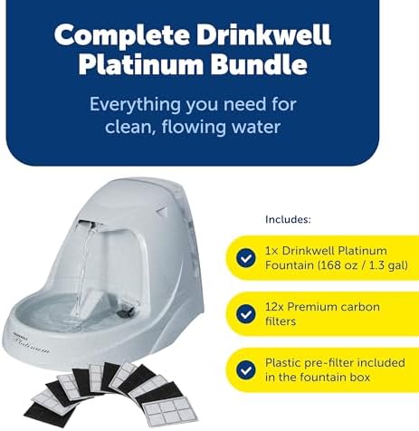 PetSafe Drinkwell Platinum Cat Water Fountain, Includes 12 Carbon Filters