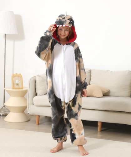 Animal Onesie Pajamas for Kids, Soft Flannel Halloween Cosplay Costume for Boys Girls