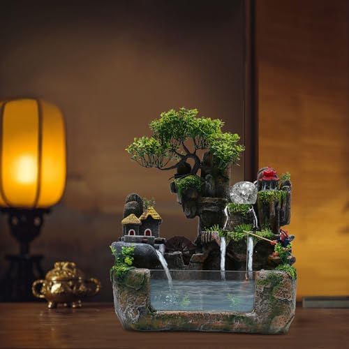 110V 3.5W LED Desktop Fountain Waterfall Bonsai Tabletop Decor