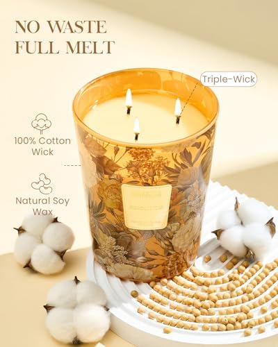 M&SENSE Neroli Noir Soy Candle, 35oz 3-Wick, Relaxation Gifts for Women