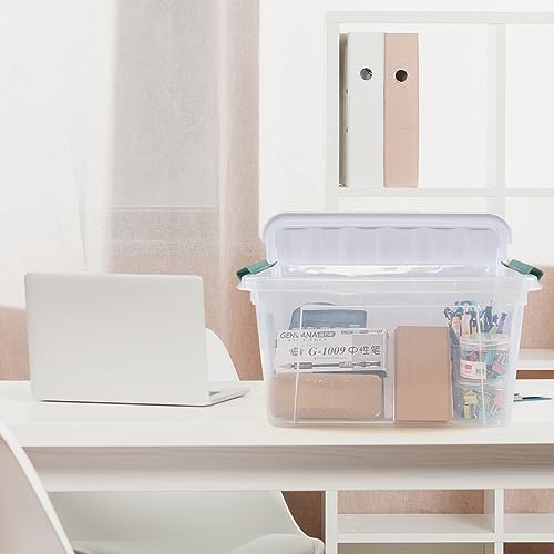 6-Pack Plastic Storage Bins with Lids, 20 L Clear Storage Containers