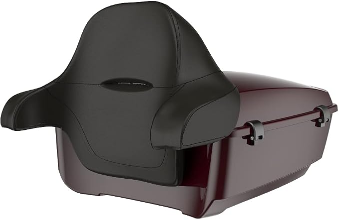 Advanblack Road Glide Tour Trunk Pack Billiard Burgundy King Tour Trunk Pack Luggage +Wrap-Around Backrest Pad for '97-'25 Harley Touring Road King Street Glide Electra Glide CVO models