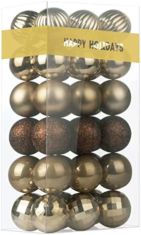 Vintage Copper 2.5" Christmas Balls Christmas Tree Decoration Ornaments Shatterproof Hanging Balls for Birthday Halloween Holiday Wedding Decorations Set of 36pcs