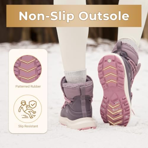 FitVille Wide Width Snow Boots for Women Slip On Fur Lined Ankle Booties