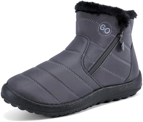 HARENCE Snow Boots for Women Winter Boot with Comfortable Warm Fur Lined Ankle Booties Outdoor Slip On Waterproof Short Boots