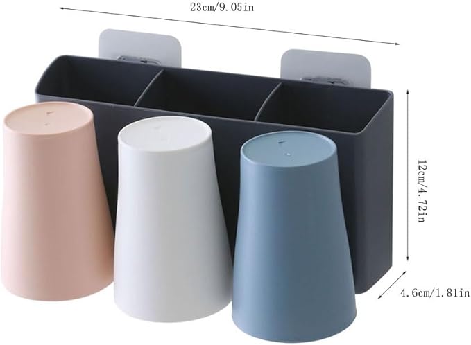 Toothbrush Rack Wall-Mounted Electric Toothbrush Holder Black and White Shaver Holder Bathroom Toothbrush Storage Box Without Punching Bathroom Toothbrush Holder(S23cm)
