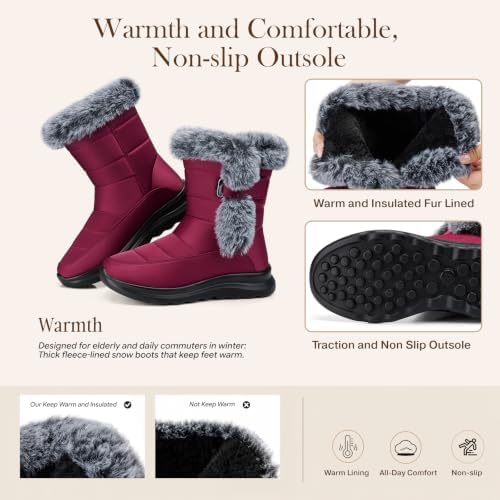 SHIBEVER Warm Winter Boots for Women: Snow Comfortable Casual Walking Boot