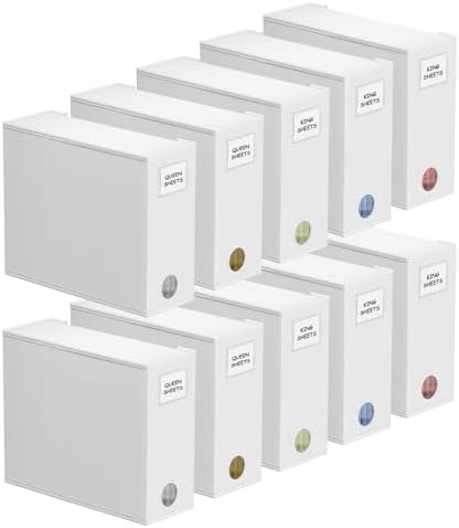 SpaceAid 10 Pack Bed Sheet Organizers and Storage, Foldable Sheet Organizer for Linen Closet, Sheets Set Folder Keeper with Window XL (Queen & King Size) Organizing Bedding Container, White