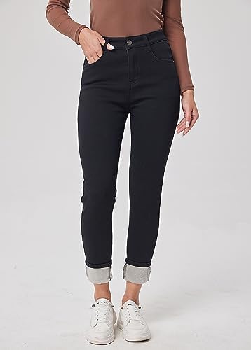 Yehopere Women's Winter Fleece Lined Jeans Slim Fit Warm Skinny High Waist Denim Jean