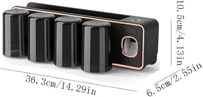 Toothbrush Rack Wall-mounted Hole-free Tooth Cup Holder Bathroom Black and White Transparent Cup Mouthwash Rack Tooth Cylinder Toothpaste Toothbrush Holder Bathroom Toothbrush Holder(B)
