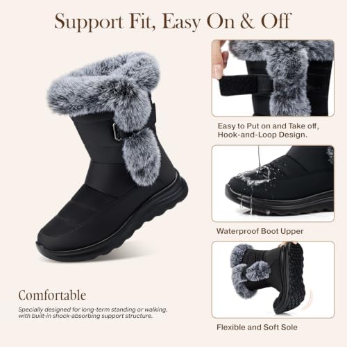 SHIBEVER Warm Winter Boots for Women: Snow Comfortable Casual Walking Boot